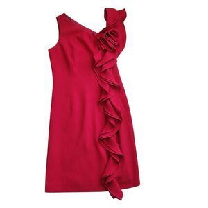 Rickie Freeman Teri Jon Dress 10 One Shoulder Rosette Cocktail‎ Valentines Day L